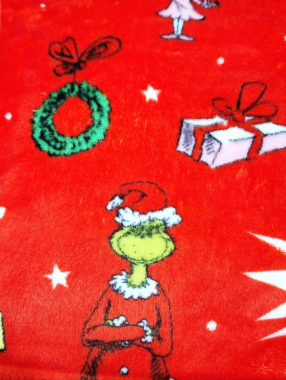 Grinch Christmas Red Fleece Plush Blanket Throw